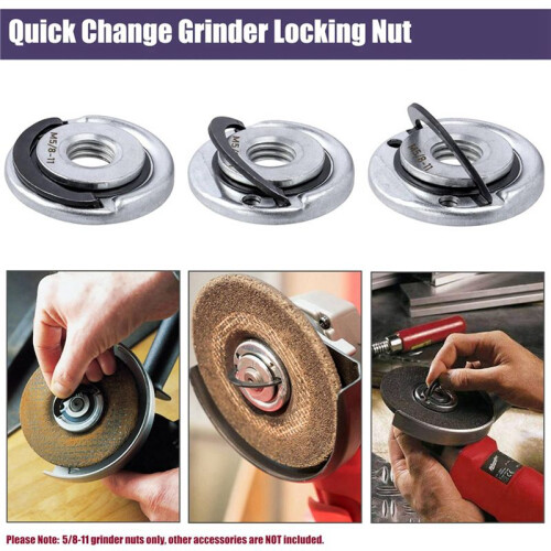 4Pcs Quick Change Angle Grinder Flange Nuts 5/8-11 Grinder Nut Replacement Lock Nuts Grinder Locking Nuts 1