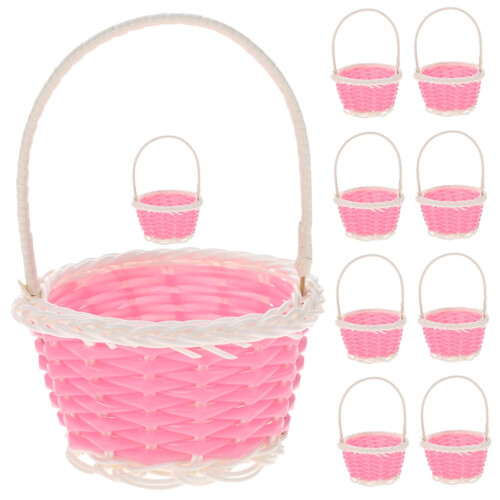 Mini Woven Baskets Pink Plastic Party Decorations 10 pcs 2