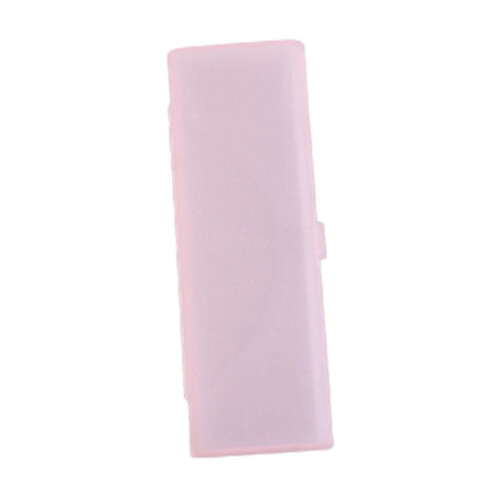 Plastic pencil case with hinged lid and snap closure pink