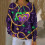 Women's Carnival Print Ribbed Knit Pullover Top Long Sleeve 5
