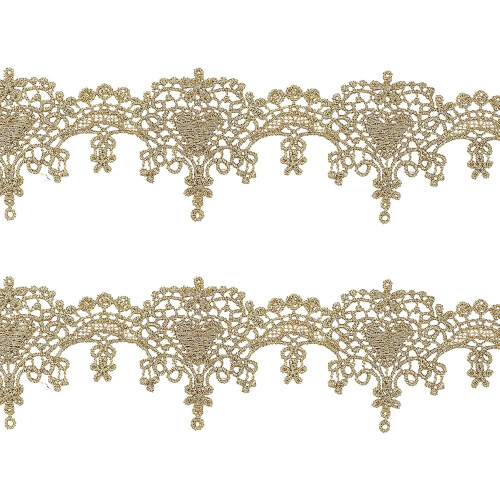Gold Lace Trim Heart Edge Polyester 5 Yards