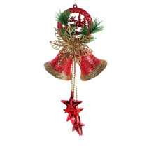 Guirlande de clochettes rouges, couronne pentagramme pour décoration de porte de Noël, compatible avec un mariage d'hiver rustique et vintage