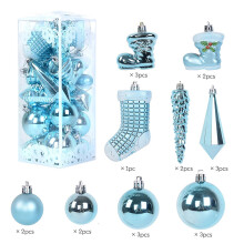Ensemble de 21 décorations de Noël Luckyy, boules suspendues en plastique incassable de différentes tailles pour la décoration des fêtes de