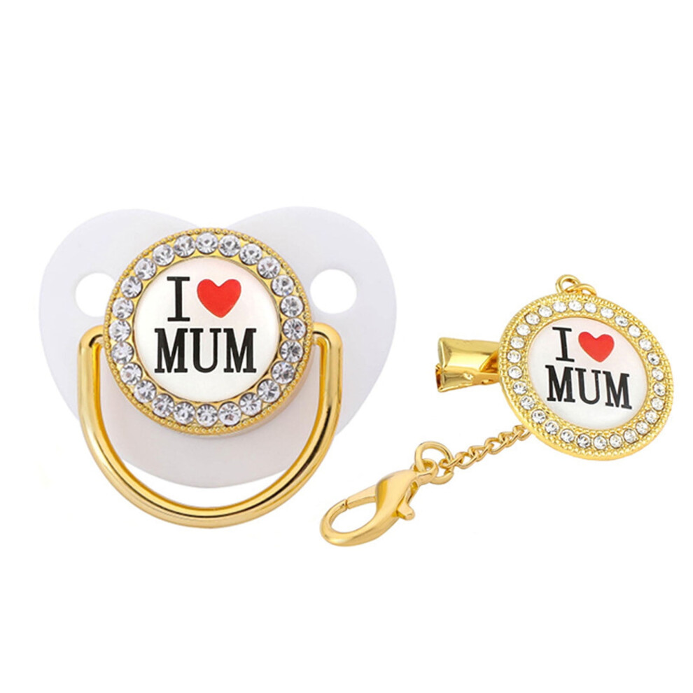 Baby Pacifier Clip Silicone Initial Rhinestone 1pc