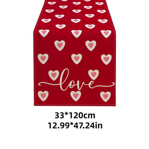 Red Heart Table Runner Linen Flax 18x90 inches 2