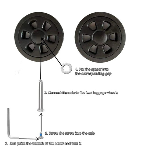Substituição de Rodas de Mala de 16 Unidades, 2,36 Polegadas/60 mm de Espessura, 0,47 Polegadas/12 mm de Borracha Resistente, Rodízio Silencioso, 2