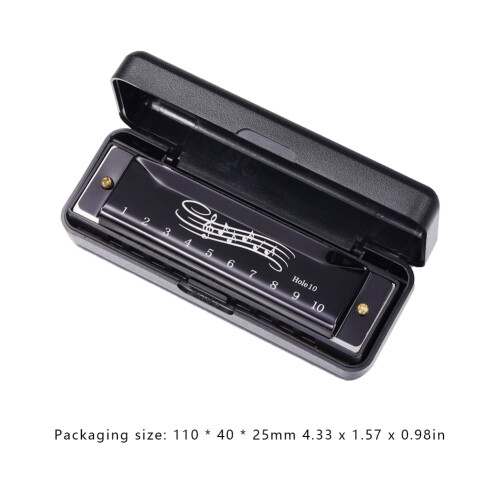10-hole 20-tone harmonica portable black musical instrument 1