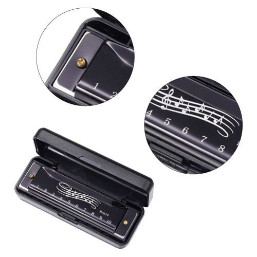 10-Hole 20-Tone Harmonica Portable Black Musical Instrument 2