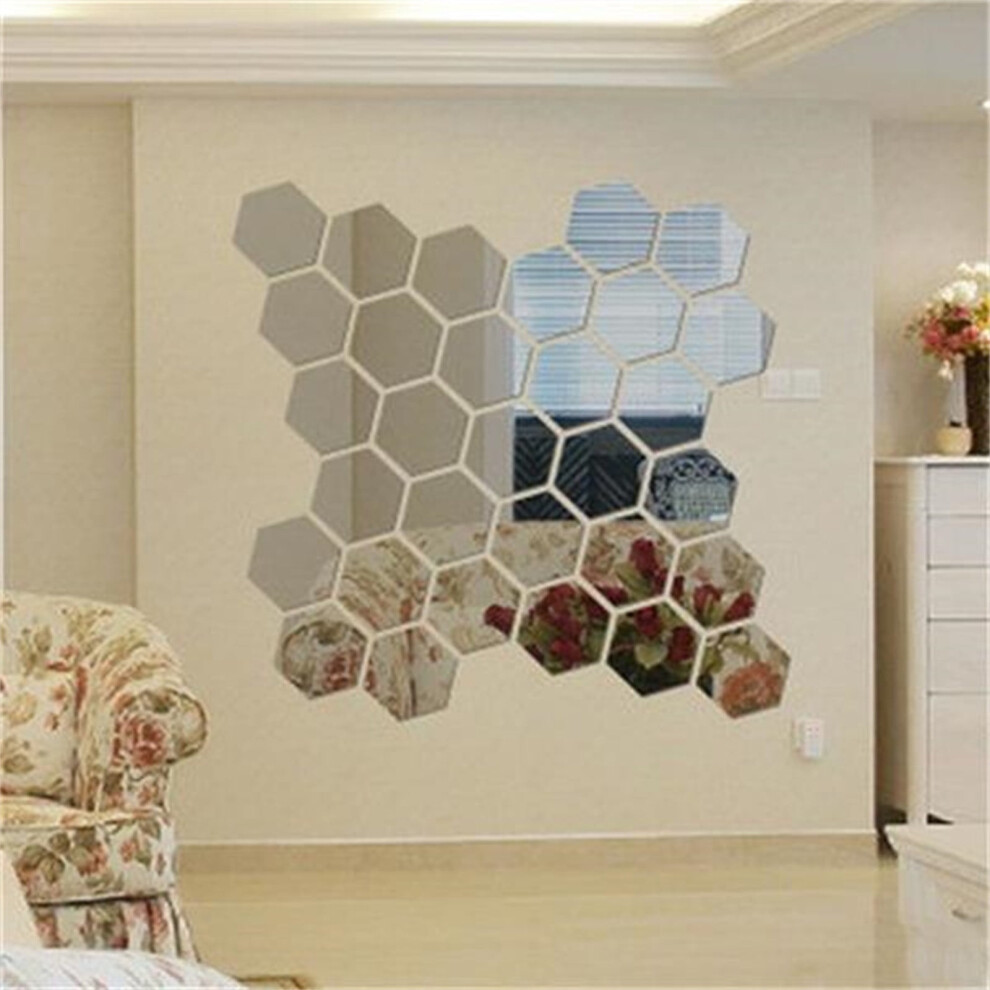 Hexagon Mirror Acrylic Wall Sticker 1 Piece 9023022676306