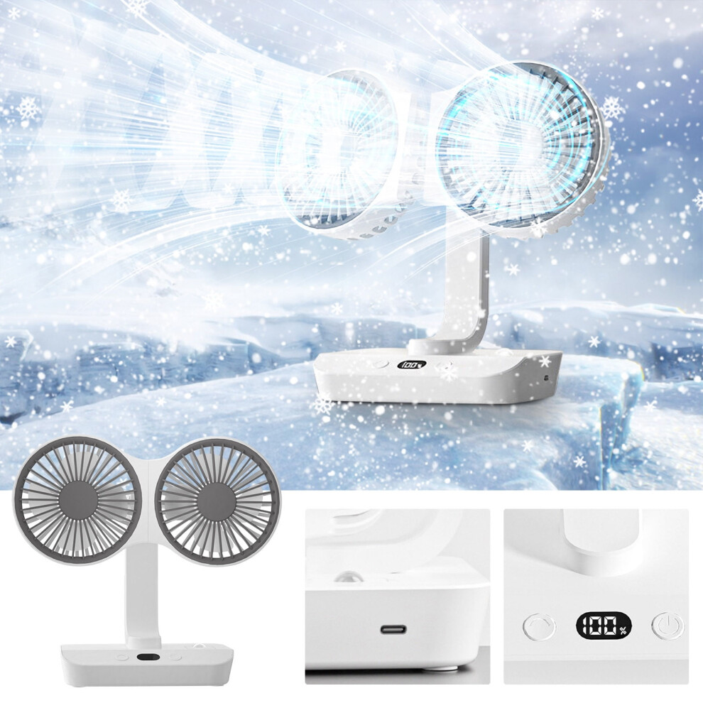 Desktop Fan With Oscillation Usb Rechargeable Dual Head 9023022677921