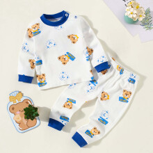 Kids Pajama Set Long Sleeve Cartoon Print White 12-18 Months