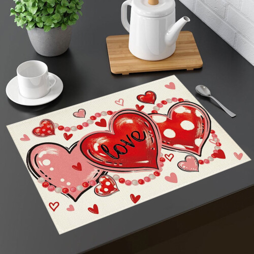 Valentinstag-Tischsets mit Herzmuster, 45 x 30 cm 1