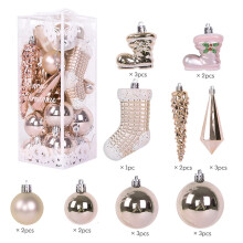 Ensemble de 21 décorations pour sapin de Noël, boules en plastique incassables de différentes tailles, compatibles avec les sapins de Noël et les