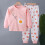 Baby Mädchen Baumwollpyjama-Set mit Cartoon-Muster, Hellrosa, Größe 3-4 2