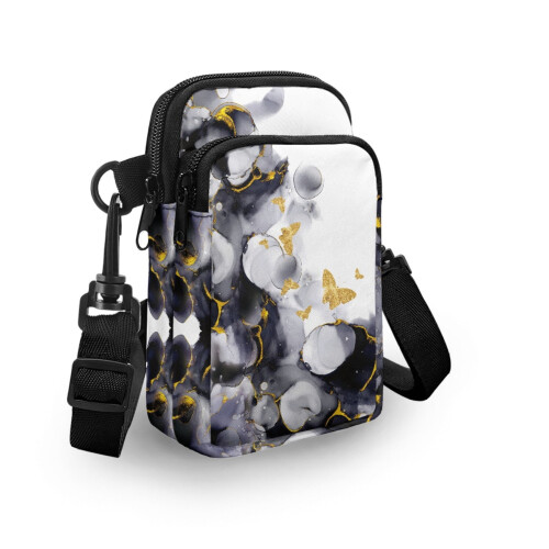 Damen-Schultertasche aus Polyester mit Marmorstruktur 2