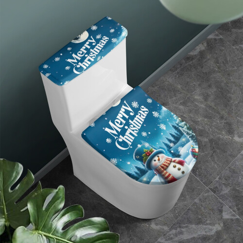 WC-Deckelbezug Schneemann Schneeflocken Stretch-Passform 2