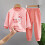 Barnpyjamas med lång ärm, tecknat tryck, rosa, 5-6 år 2