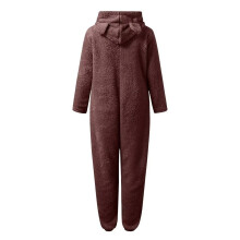 Fleece pyjama-onesie voor dames in grote maten met capuchon met kattenoortjes