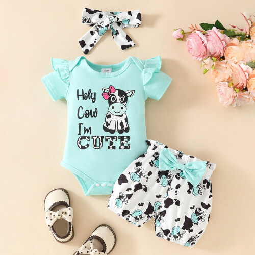 Ensemble body d'été pour bébé fille, bleu clair, 3-6 mois 1