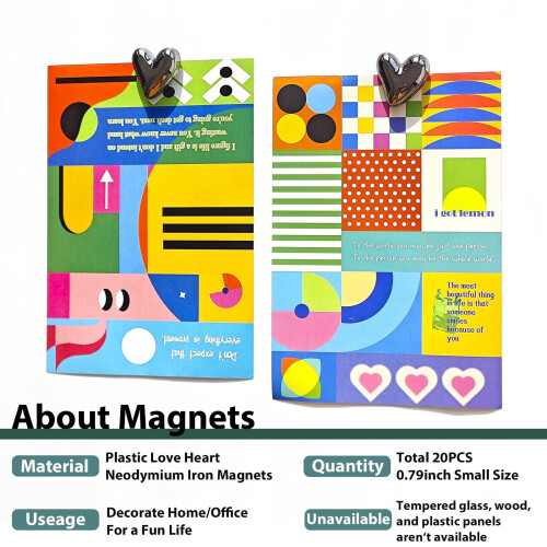 Refrigerator Magnets Pink Love Heart Set 12PCS 1