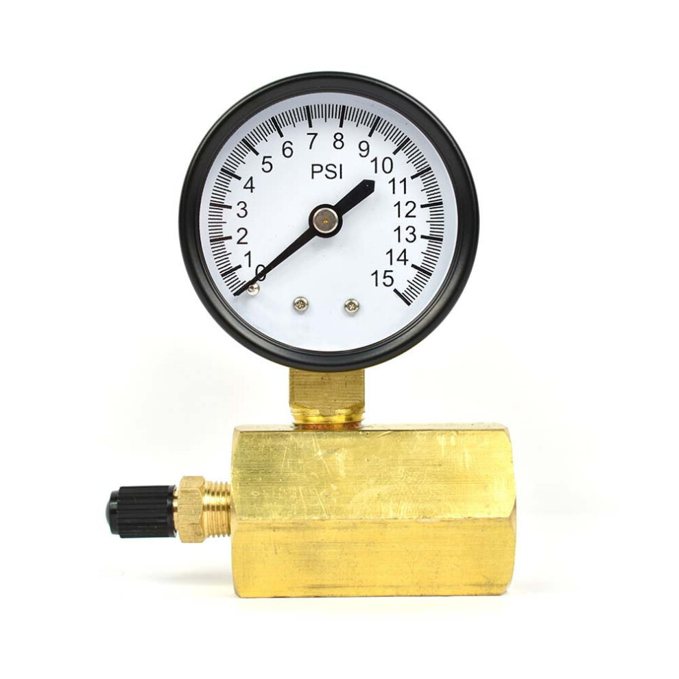 Thrifco Gas Pressure Test Gauge 0-15 Psi Brass Valve 9357860741910