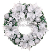 16 Zoll (ca. 40 cm) großer Weihnachtskranz, Türschmuck, Wanddekoration aus künstlichem Kiefernholz für Weihnachtsfeiern