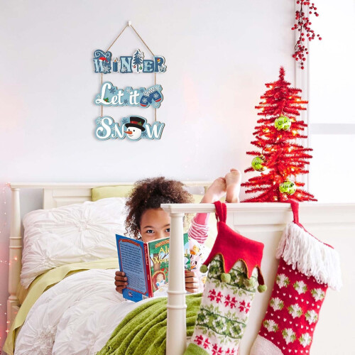 Christmas wall decoration blue snowflake snowman 1