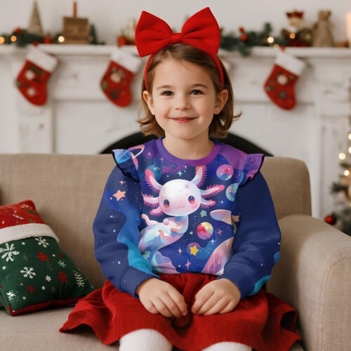 Axolotl Planet Sweatshirt for Girls Crewneck Pullover 1