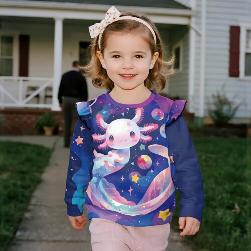 Axolotl Planet Sweatshirt for Girls Crewneck Pullover 2