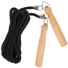 Leather Jump Rope with Wooden Handles Black