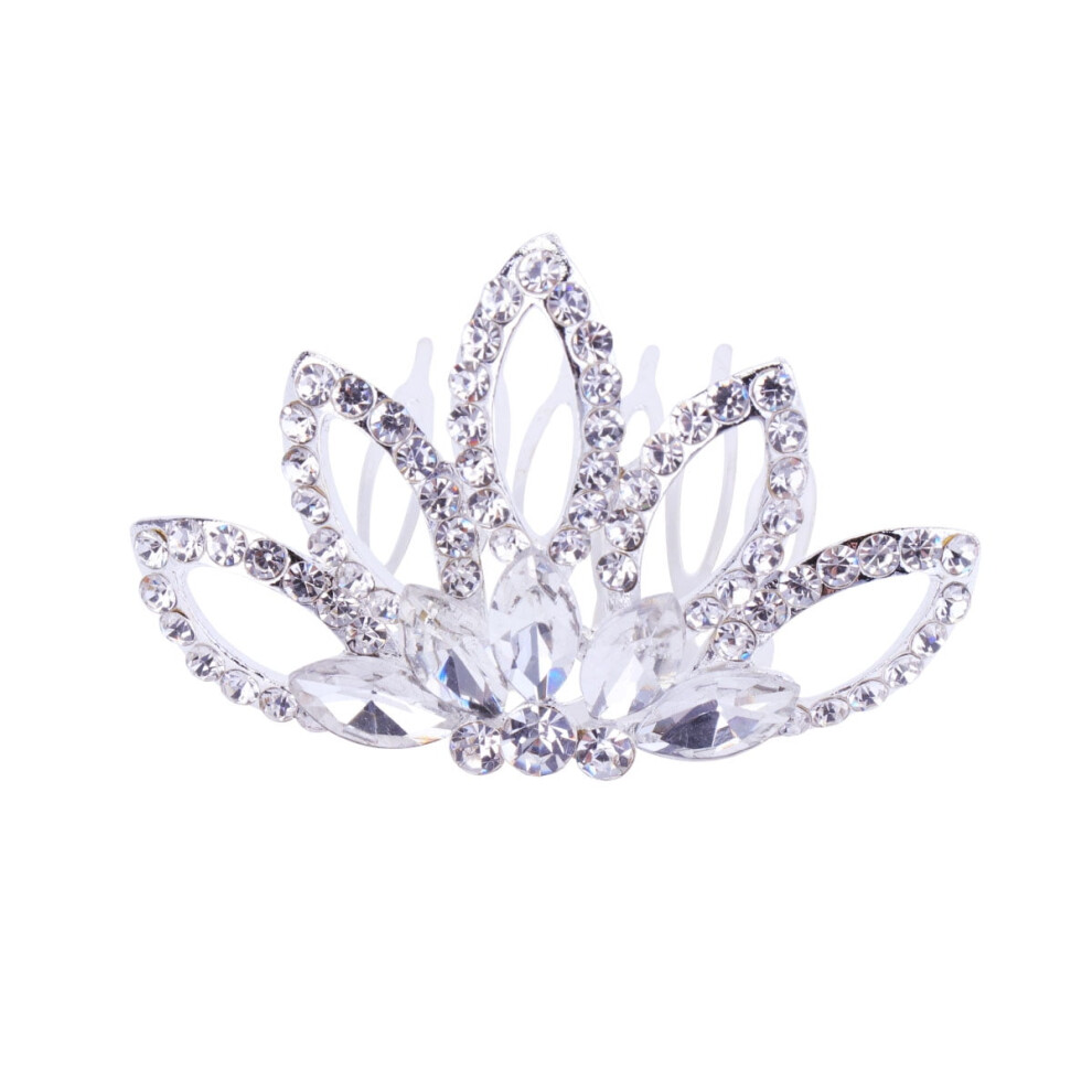 Princess Flower Rhinestone Hair Comb 1 piece
