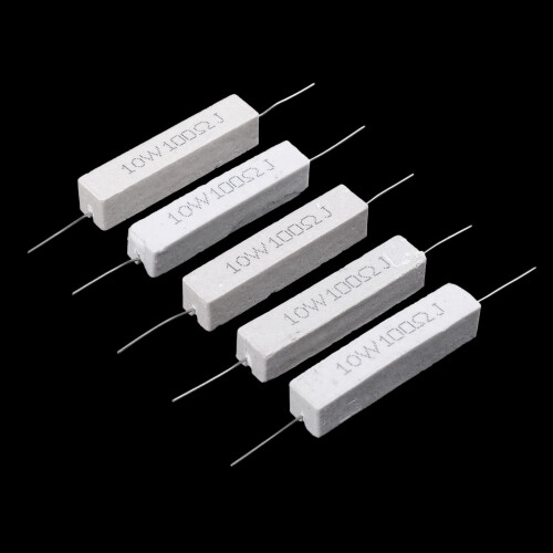 5 τεμάχια 10W Watt 100Ohm 5% αξονικές αντιστάσεις τσιμέντου με περιέλιξη σύρματος 2
