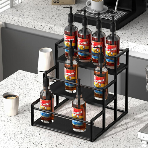 Spice Rack Organizer Black 3-Tier 13.8"x13.4"x13.4" 2