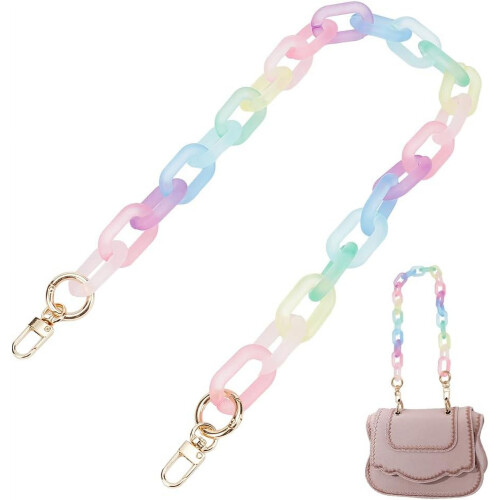 Alça de corrente colorida em acrílico para bolsa, 64 cm (25,2 polegadas), em resina, para substituição de alça de ombro curta, arco-íris, com