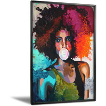 Tableau mural afro-américain en alliage d'aluminium, peinture graffiti femme noire, poster sur toile coiffure afro, décoration moderne pour salon