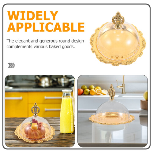 Round Iron Cake Stand with Clear Dome Cover 2