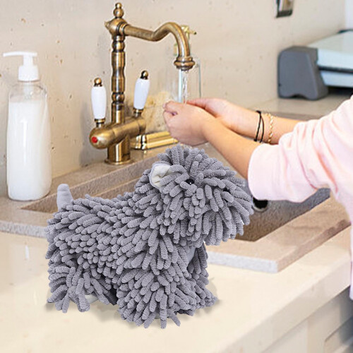 Chenille Hand Towel Soft Absorbent Gray 1 Pack 1