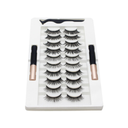 Μαγνητικές βλεφαρίδες Herrnalise 10 ζευγάρια με 2 eyeliner, Ψεύτικες βλεφαρίδες για