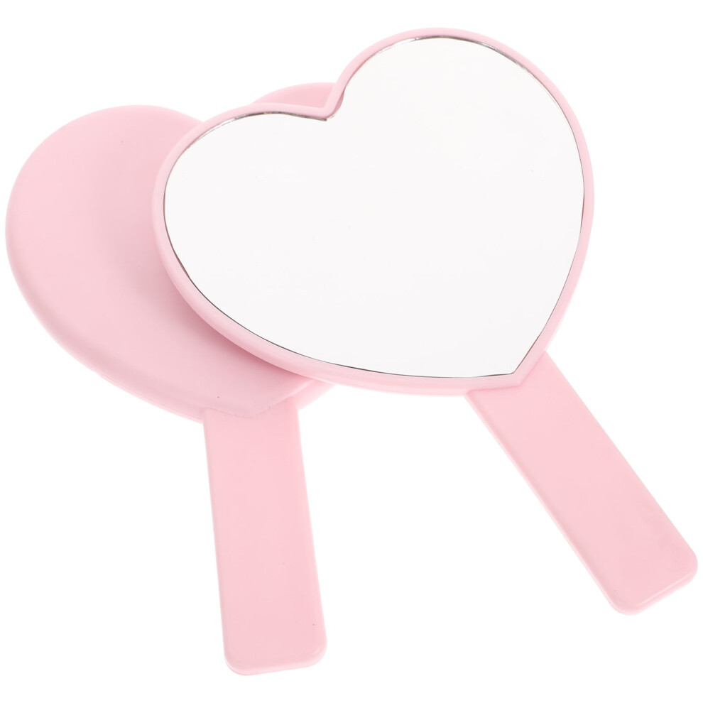 Heart-shaped hand mirror pink 2 pcs