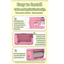 (Blue) Instant fotoprintercamera voor kinderen met 6,1 cm scherm en direct printen - roze/blauwe camera met 3 rolsimulators,