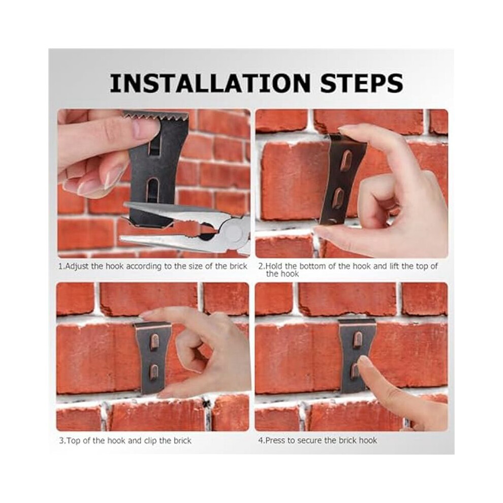 Brick Clips,48Pc Brick Clips For Hanging Outdoors Brick Hooks Hangers Wall Clips Picture Hangers Mount Brick No Drill 6032337796848