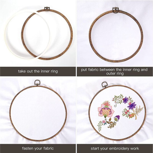 Aros de Bordado de 8,4 Polegadas, Moldura de ExibiçãO de Madeira Imitada, Aros de Bordado em Massa de 4 PeçAs 1
