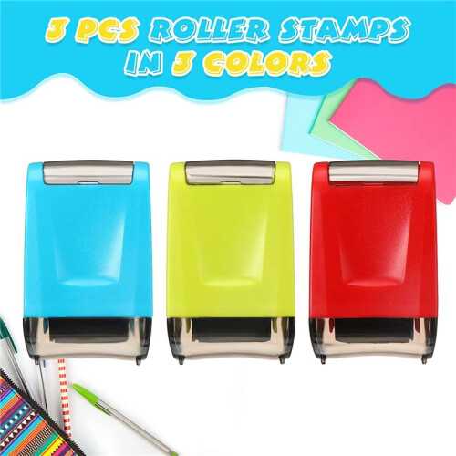 3 Pieces Dashed Handwriting Lines Practice Roller Stamp Self Inking  Rolling Stamp Teacher Stamp 2