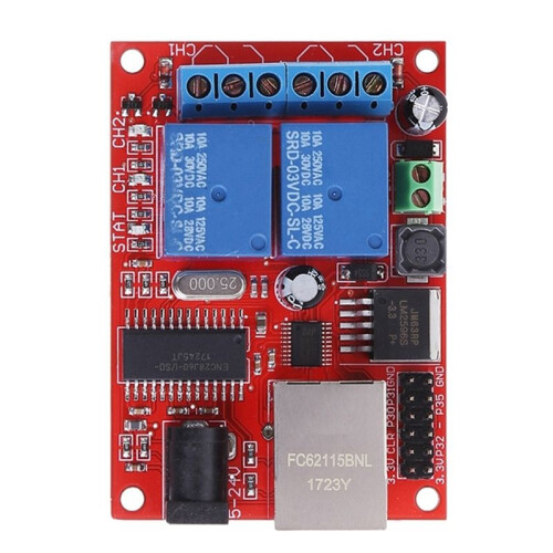LAN Ethernet 2 Way Relay Board Delay  TCP/UDP Controller Module WEB Server US Plug 1
