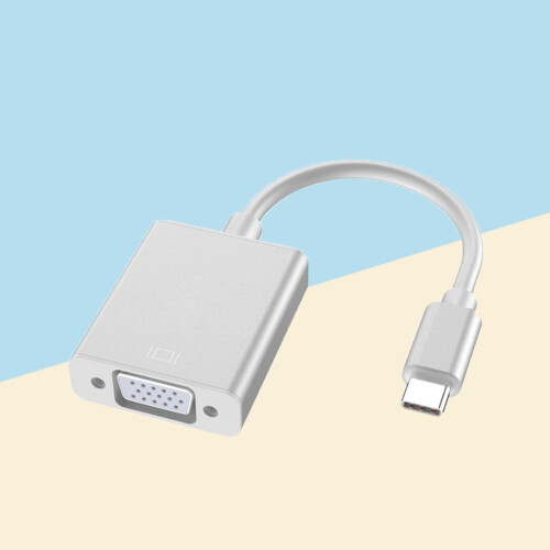 Cable adaptador USB-C a VGA plateado 2