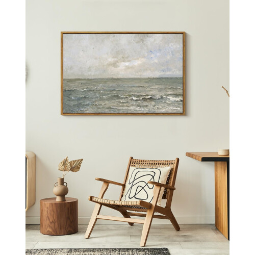Tela impressa com paisagem oceânica em estilo vintage, 40x60 cm (16x24 polegadas). 1