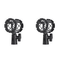 2X Support de Microphone Universel Anti-Vibrations pour Microphones Ă Condensateur, Compatible avec la Plupart des Pieds de Micro.
