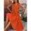 Women Solid Color Casual Midi Dress Orange S 4