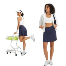 BALEAF Sportrock Tennis Rock mit Taschen Shorts Dunkelblau S — baleaf sportrock, tennis minirock damen, navy rock 2in1, shorts unter minirock