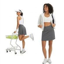 BALEAF Sportrock Tennis Rock mit Taschen Rock mit Shorts Grau XS — baleaf sportrock, tennis röckchen damen, rock 2 in 1 shorts, grauer sportrock